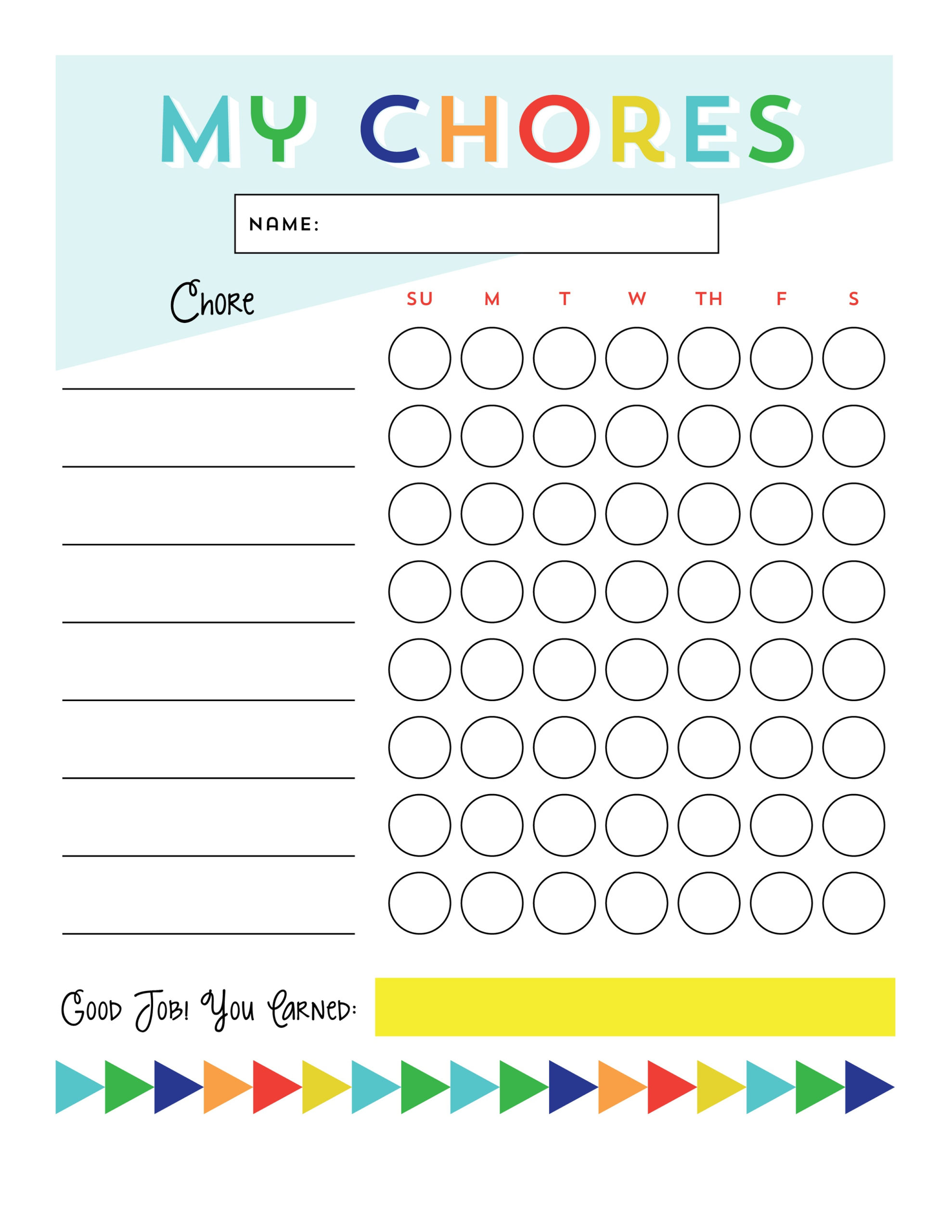 Free Printable Chore Reward Charts